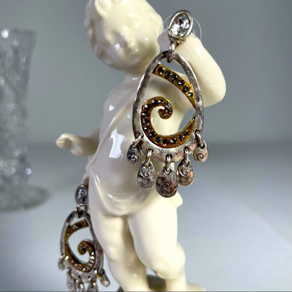 Dripping Glam gold silver and crystal earrings